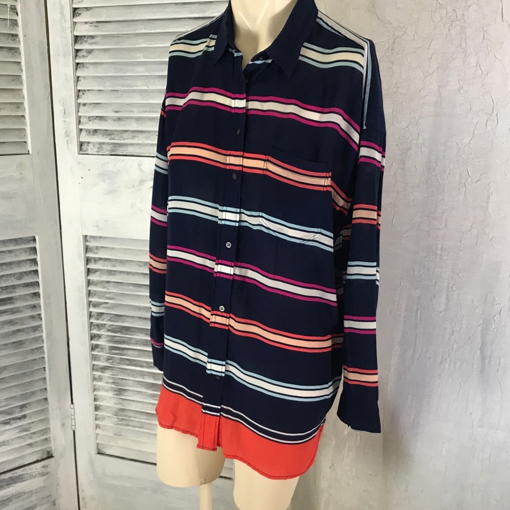 Blue orange striped GAP top - Picture 2 of 6